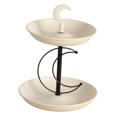 Imagem de Bothyi Fruteira de 2 andares, suporte de sobremesas moderno em ferro, bandeja de vários andares para lanches, sobremesas, legumes, casamentos e bancadas.