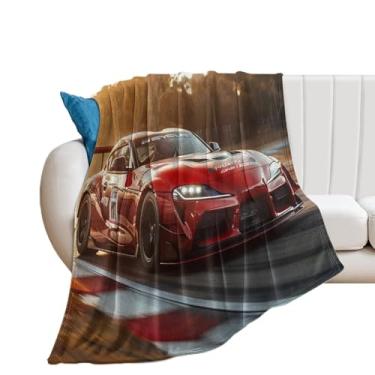 Imagem de HouLaiZhe Cobertor Super Macio Flanela Corrida JDM Sup Esportes Leve Cobertor de Refrigeração para Sofá-Cama Cadeira Sofá Carro Viagem ao Ar Livre Leve Quente 127 cm x 152 cm