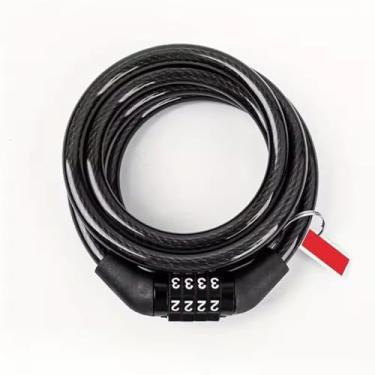 Imagem de Cadeado Antifurto com Senha 4 Dígitos, 1 Metro, Cabo Emborrachado Antirriscos, Resistência a Perfuração e Caixa ABS Durável — Segurança para Bicicletas, Motos, Portões e Estepes