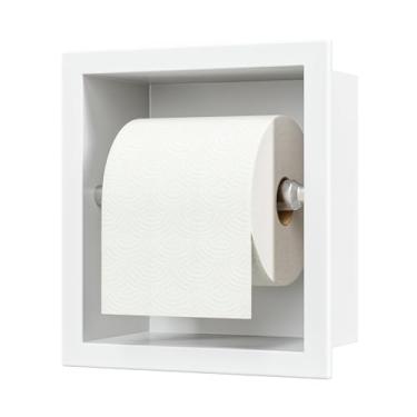 Imagem de Neodrain Suporte embutido de papel higiênico – Dispensador de papel higiênico embutido em aço inoxidável 304 para banheiro para mega rolos (branco