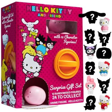 Imagem de Hello Kitty and Friends Mystery Surprise Cápsulas com 12 peças Sanrio 3D estatuetas Kuromi Cinnamoroll My Melody Kawaii decoração de mesa presentes para meninas (multialeatórios, 12 peças)