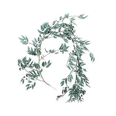 Imagem de Folhas de Saule Artificiais Vinhas Planta Galhos Falsos Corda Rotang para Decoração Interior Casa Jardim Casamento Fundo Parede Festa Selva Coroas Coroa
