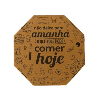 Imagem de 25 Embalagens de Pizza 20cm Papel Kraft Caixa Brotinho Oitavada para Esfiha Doce Salgado Lanches Caseiros