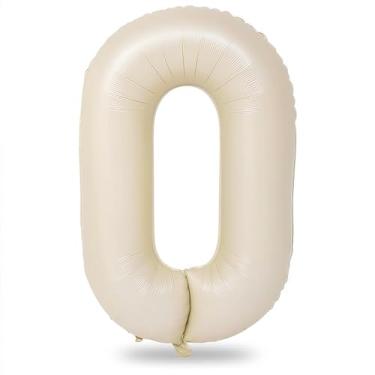 Imagem de Balão numérico de 101 cm para decoração de aniversário, balões grandes autoinfláveis com números de folha de creme de 0 a 9 para amigos, balões de hélio creme para mulheres e homens, artigos de festa