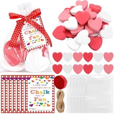 Imagem de Tenceur 12 Sets Valentines Chalk Gift Set Heart Shaped Chalk Valentines Day Cards Party Favors Ideal Classroom Gift Stuffer Fillers DIY Projects Notes and Decor