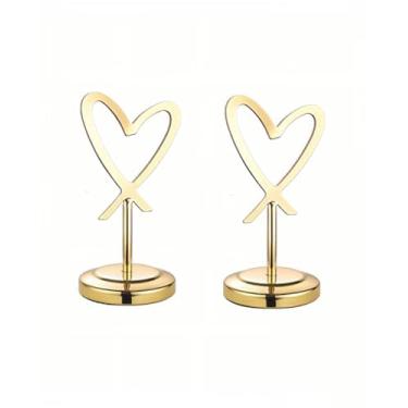 Imagem de SEEK RARE Porta-cartões de mesa com 2 peças, porta-cartões de 10 cm, para festa de casamento, restaurante, dourado