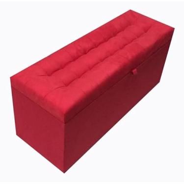 Imagem de Banqueta Decorativa Com EspaçO De Armazenamento - FáCil Acesso(Vermelho suede,Pés em PVC)