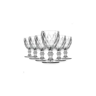 Imagem de Jogo de Taças de Vidro Diamante, 6 Peças, 340ml, Transparente, 17cm Altura, Facetado
