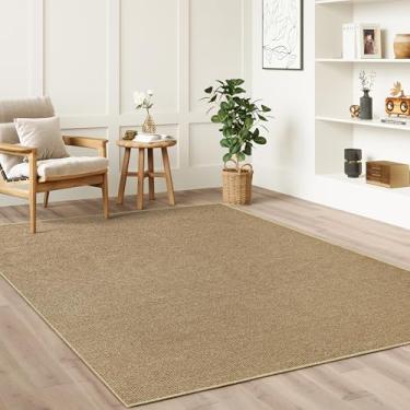 Imagem de COSOSA Tapete antiderrapante de juta sintética, tapete lavável para animais de estimação, 15 x 23 cm para sala de estar, quarto, entrada, tapete resistente a arranhões, tecido à máquina, camelo