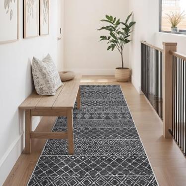 Imagem de BYYVOO Tapete de corredor marroquino de 6 cm x 20 cm: Tapetes macios laváveis antiderrapantes - Tapetes internos finos de pelo baixo - Tapete geométrico para sala de estar, cozinha, quarto, 60 cm x 20