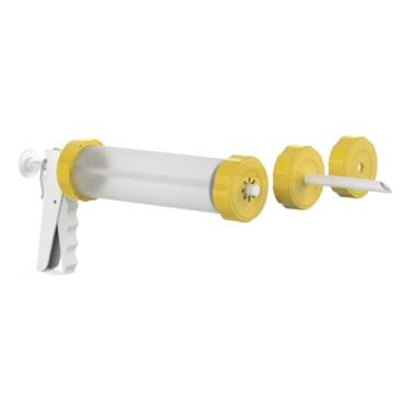 Imagem de Máquina de Churros Manual Profissional, Branco, Plástico PP, Desmontável, com Aplicador de Recheio, Tubo Transparente, Inclui Gatilho, 3 Tampas, Fácil Limpeza