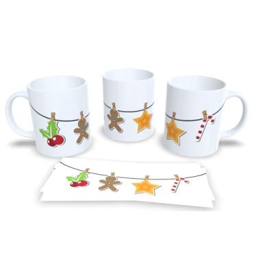 Imagem de Caneca de Cerâmica Tema Natal com Papai Noel na Chaminé, Azul com Flocos de Neve, 325ml (20)