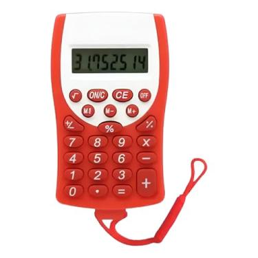 Imagem de Calculadora de Bolso Compacta, 8 Dígitos, com Cordão, Bateria Inclusa, 10,1x5,8cm, ABS, Portátil (Vermelho)