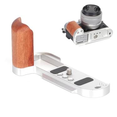 Imagem de SZZCNOX XT50 Pega retrô de madeira para Fujifilm, placa de base de montagem de micro câmera vintage em forma de L, moldura de metal, liberação rápida, placa L para acessórios de câmera FUJIFILM XT50