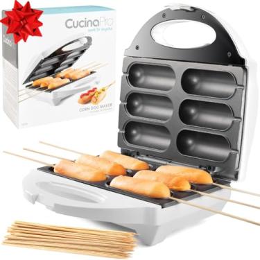Imagem de Corn Dog Maker- Cachorros-quentes perfeitos no palito, palitos de queijo mussarela, picolés de bolo com 50 espetos e receitas, padeiro elétrico antiaderente fácil de usar para festas, fritadeira para