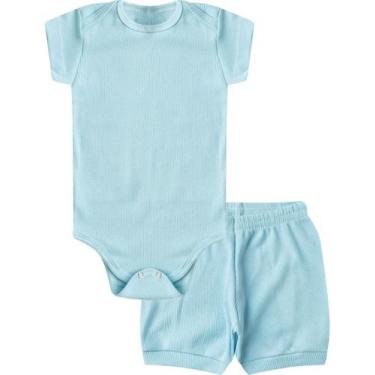 Imagem de Kit Body Bebê Curto Canelado 2 Peças Select Azul, RN, Azul