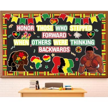 Imagem de Conjunto de quadro de avisos do mês da história negra, citações inspiradoras afro-americanas, recortes de papel de coração, decoração de sala de aula, decoração de sala de aula, lousa de casa