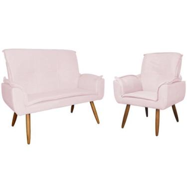 Imagem de Kit 1 Namoradeira mais 1 Poltrona Emília Suede Cores - DS Estofados, R