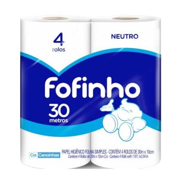 Imagem de Papel Higiênico Fofinho folha simples pacote com 4 rolos de 30 metros