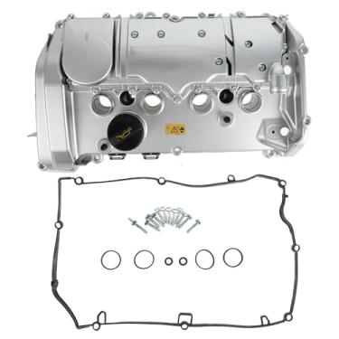 Imagem de VekAuto 1 conjunto de tampa de válvula de motor para Mini Cooper 1,6L 07-15 durável 47,5 x 28 cm liga de alumínio prateado tampa de balancim com parafuso de vedação tampa de óleo válvula PCV