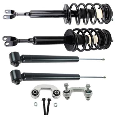 Imagem de TRQ Kit de suspensão dianteira e traseira conjunto completo de suporte e mola helicoidal Amortecedor barra oscilante Link estabilizador compatível com Audi A6 2001-2005 Volkswagen Passat 2000-2004