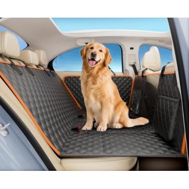 Imagem de Pecute Capa de assento de carro para cachorro para banco traseiro, extensor de banco traseiro para cães 132 x 62 cm, dobrável no carro, painéis de PVC rígido com suporte inferior para 150 kg, para