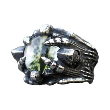 Imagem de Anel De Caveira Punk Rock Masculino Em Aço Inoxidável 316L Com Pedras 