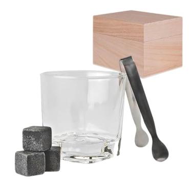 Imagem de Kit Whisky Premium Copo + Pegador de Gelo + 3 Cubos de Pedra-sabão + Caixa de Madeira
