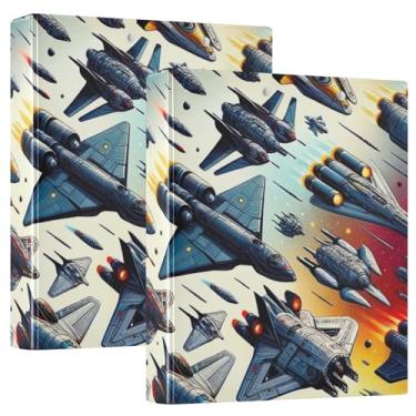 Imagem de Pasta de prancheta de naves espaciais com 3 argolas comporta 200 folhas, anéis redondos de 2,5 cm, organizador de fichário, pacote com 2