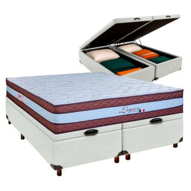 Imagem de Conjunto Cama Box Bau Blindado Queen + Colchão Molas Ensacadas Legaccy Paropas