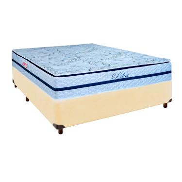 Imagem de Cama Box Bege Casal + Colchão Molas Ensacadas Blue Paropas