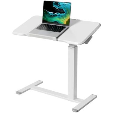 Imagem de Gibbon Mounts Mesa de laptop giratória, mesa móvel inclinável de 180° com altura ajustável, mesa de cabeceira sobreposta, mesa de computador portátil com rodas, carrinho de laptop dobrável para