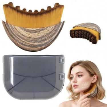 Imagem de Escova facial de contorno linfático, para contornos faciais mais definidos, massageador manual de drenagem linfática, cerdas macias duráveis, escova de limpeza facial ergonômica hipoalergênica para