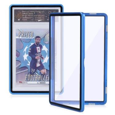 Imagem de Capa magnética para cartões graduados – Capa protetora de laje de liga de alumínio premium de metal PSA para cartões classificados 35PT PSA/CGC/CSG, trava magnética de 9 pontos, resistente a UV (azul)