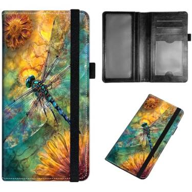 Imagem de Qindaiwen Capa de couro macio para talão de cheques pessoal, suporte feminino para livro de cheques RFID com porta-canetas e porta-cartões com divisória - libélula