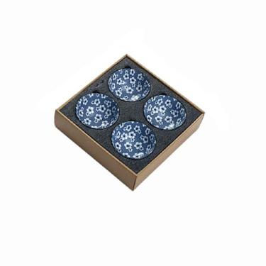 Imagem de WF Conjuntos de louça de cerâmica, 4 peças, porcelana azul e branca chinesa, tigela de sopa, lava-louças, seguro para micro-ondas, sob o esmalte, cor vintage azul, 11 cm