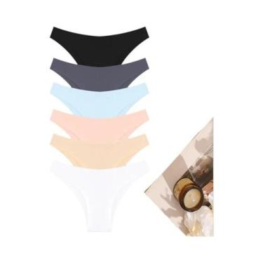 Imagem de Conjunto De 6 Calcinhas De Seda Gelada Sem Costura De Cintura Baixa, R