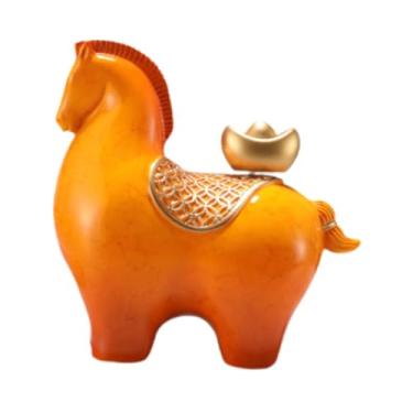 Imagem de Bothyi Estatueta de Cavalo em Lingote - Ornamento Artístico - Acessório de Mesa - Escultura - Estatueta de Cavalo para Escritório, Restaurante, Móvel de TV -, 19.5 X 9 X 18.5 Cm