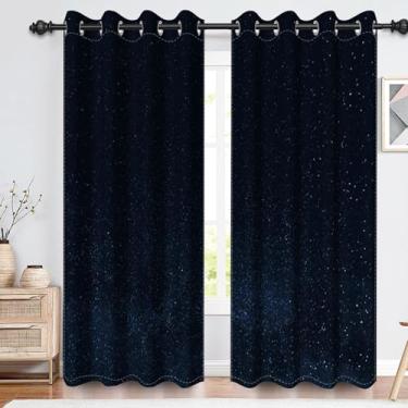 Imagem de Cortinas blackout com galáxia Nebulosa Renais para quarto, espaço sideral universo, cortina de janela, céu estrelado, estrela noturna, isolamento térmico, cortinas para decoração de sala de estar