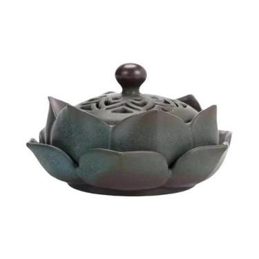Imagem de Incensário De Cerâmica Artesanal Lotus Zen, Decoração Retro Para Aroma