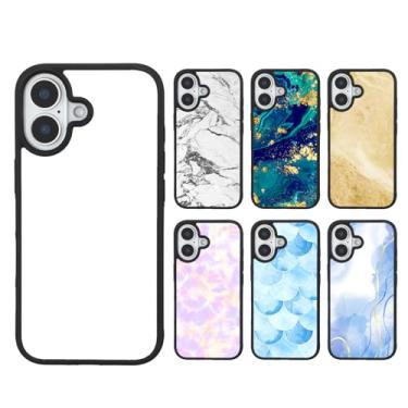 Imagem de Weewooday 6 peças de capas de telefone de sublimação compatíveis com iPhone 17 em branco personalizado DIY imagem imprimível antiderrapante à prova de choque personalizar calor imprensa borracha
