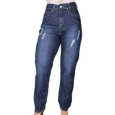 Imagem de Calça Jeans R7Jeans Feminina Mom 100% Algodão Stone Used Puído-Feminino