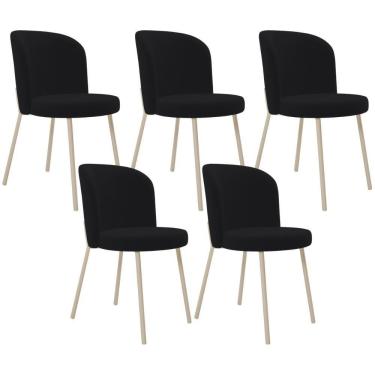 Imagem de Kit 05 Cadeiras Para Sala De Jantar Cozinha Estofada Gavi Arena L02 Suede Preto - Lyam Decor