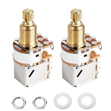 Imagem de Banworks Potenciômetro de guitarra Full Brass A500K Imperial 3/20.3 cm Thread Push Pull com eixo longo dividido de 18 estrias (comprimento de 18 mm) para Fender Strat/Tele Gibson Les Paul LP/SG PRS 2