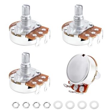 Imagem de Banworks Potenciômetros de alumínio A250K+B250K M8 tamanho completo métrico 2A2B 18 estrias (15 mm de comprimento) Potenciômetros de áudio e cone linear para Epiphone Les Paul LP/SG Squier Strat/Tele