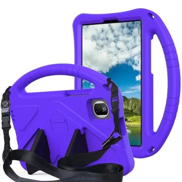 Imagem de QYiiD Capa infantil para Honor Pad X7 22.1 cm 2025, capa protetora infantil EVA à prova de choque com alça de suporte, alça de ombro, suporte de alça para tablet Honor Pad X7 8,7 polegadas, roxo