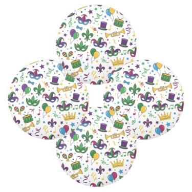 Imagem de Wassud Jogo americano conjunto de 4 tapetes decorativos de carnaval para cozinha e jantar tapetes laváveis resistentes ao calor para decoração de mesa 39 cm