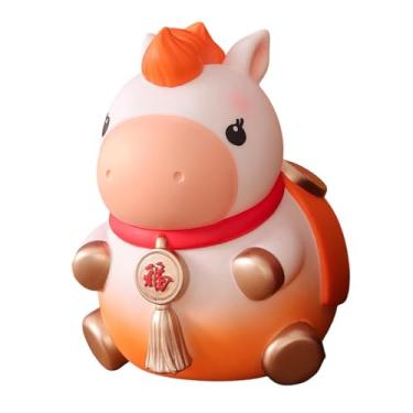 Imagem de BLWOTMOR Estátua de Cavalo Cofrinho em Forma de Porquinho, Estatueta Decorativa, Escultura Criativa de Animal em, Presente de Aniversário para Crianças, Laranja Grande, Tamanho real