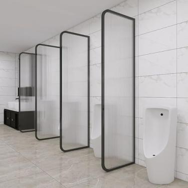 Imagem de pcagfaajmh 1 divisória de mictório, tela de privacidade de mictório masculino elevado, divisória de chuveiro público de vidro temperado, tela de vidro listrada de quarto elegante (preto 45 * 180 cm)