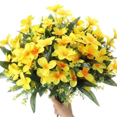 Imagem de FineCheer 10 pacotes de 7 cabeças de lírios artificiais de flores para centros de mesa de festa, lírios falsos, plantas de flores a granel para buquê de casamento, vasos de mesa internos em casa